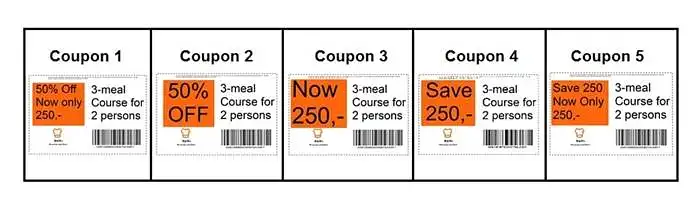 Which of the following coupons "speak" most to you based on the price display? Please rank
