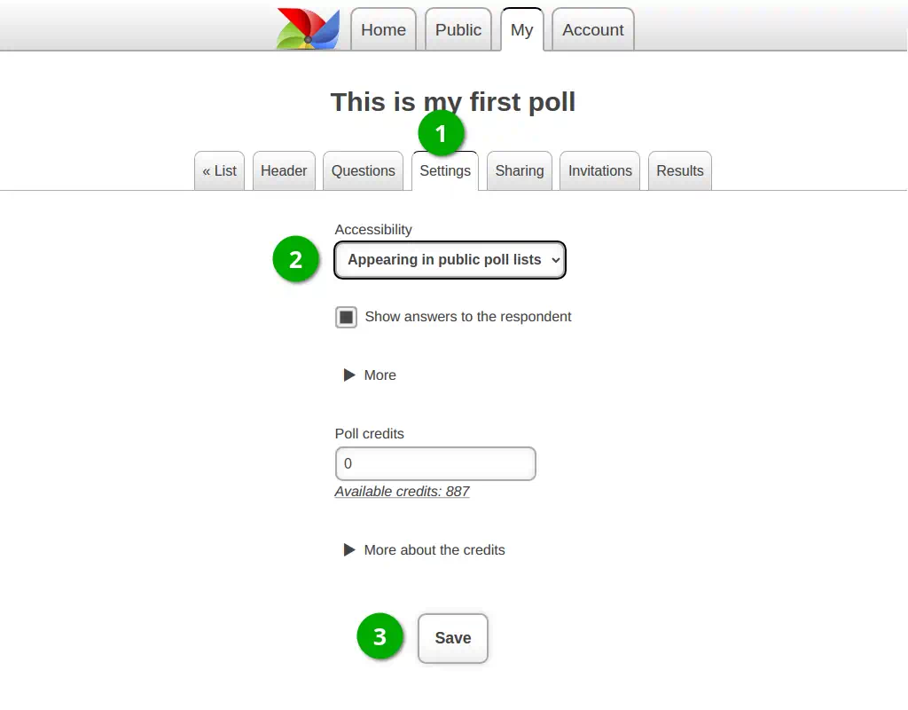 8. Navigate to the survey settings page