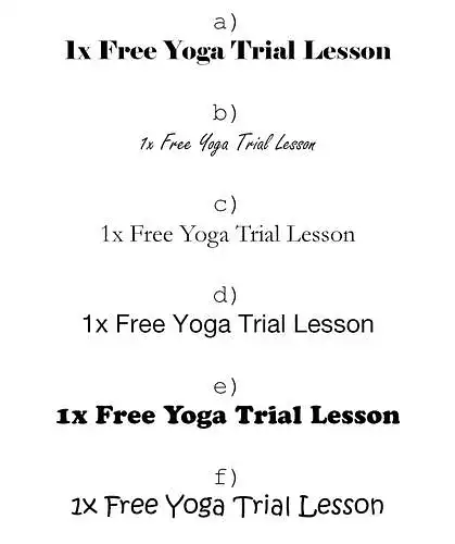 Në ekspozitë publike, cili nga këto fonte do ta bënte një kupon për një mësim yoga më tërheqës?