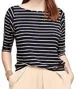 black 3/4 length sleeve with thick white stripes