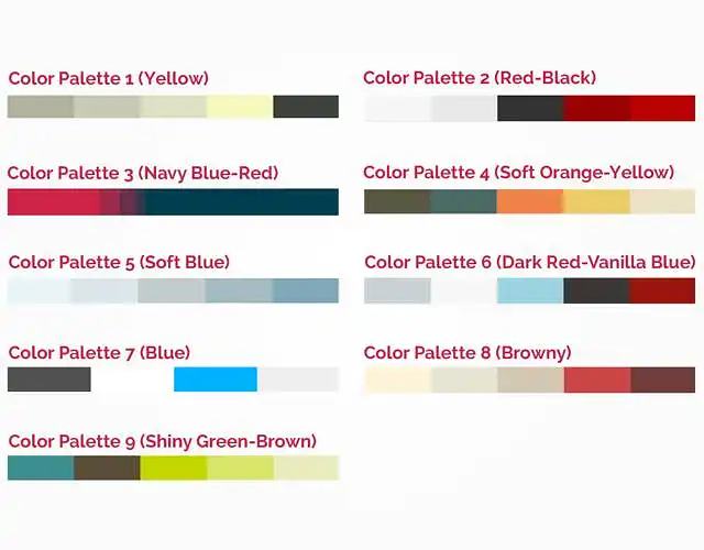 Veuillez choisir une ou plusieurs palettes de couleurs que vous aimeriez voir dans une mise en page et un thème PrimeFaces.